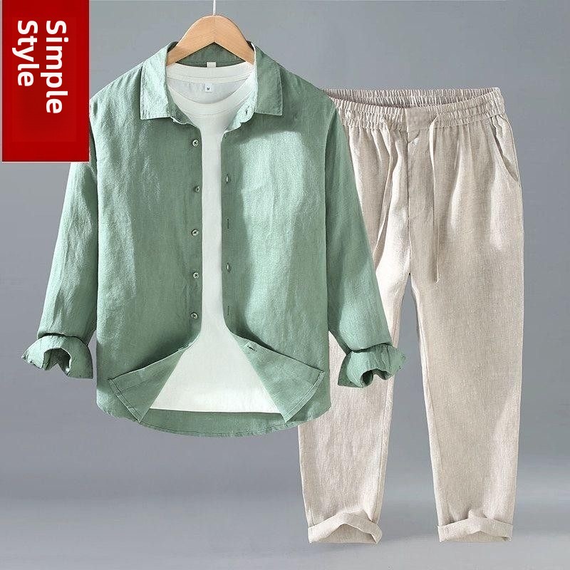 Linen Shirt Breathable - Мужская летняя повседневная рубашка из чистого