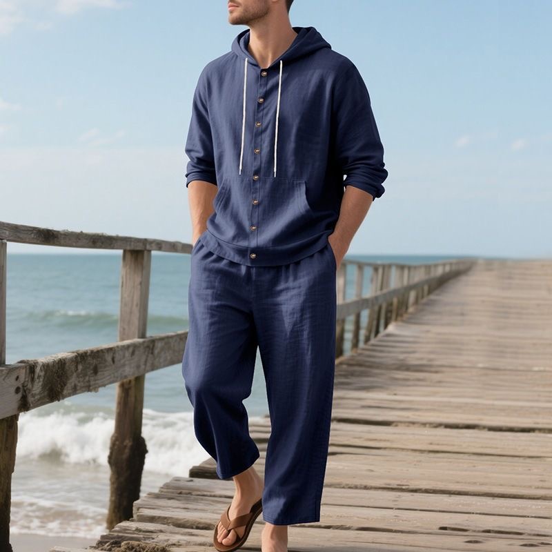 Мужской льняной пляжный компле – обзор и цена Linen Shirt Breathable